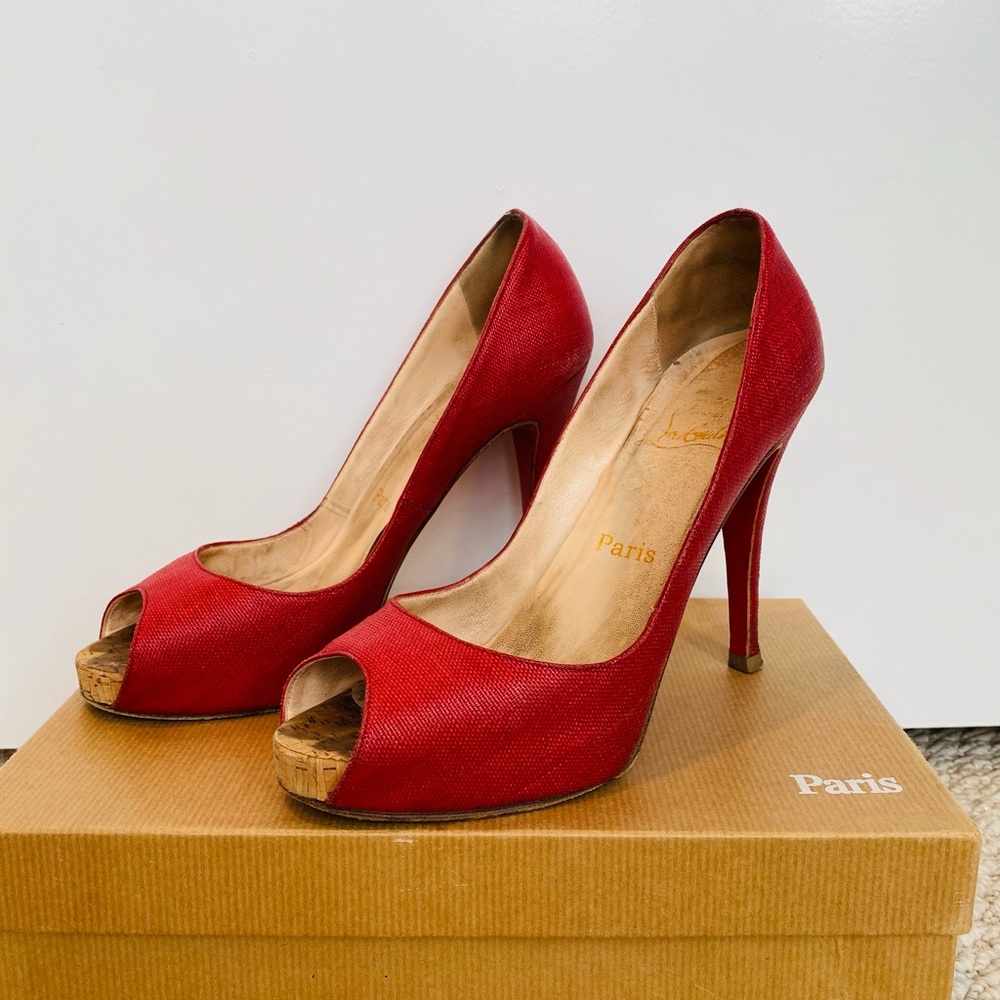 Christian Louboutin red fabric heel Size 38